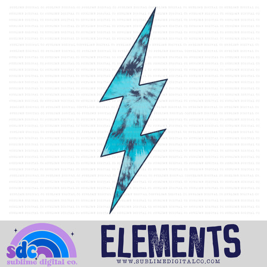 Blue Tie Dye • Lightening Bolt • Elements • Digital Design • Instant Download • Sublimation
