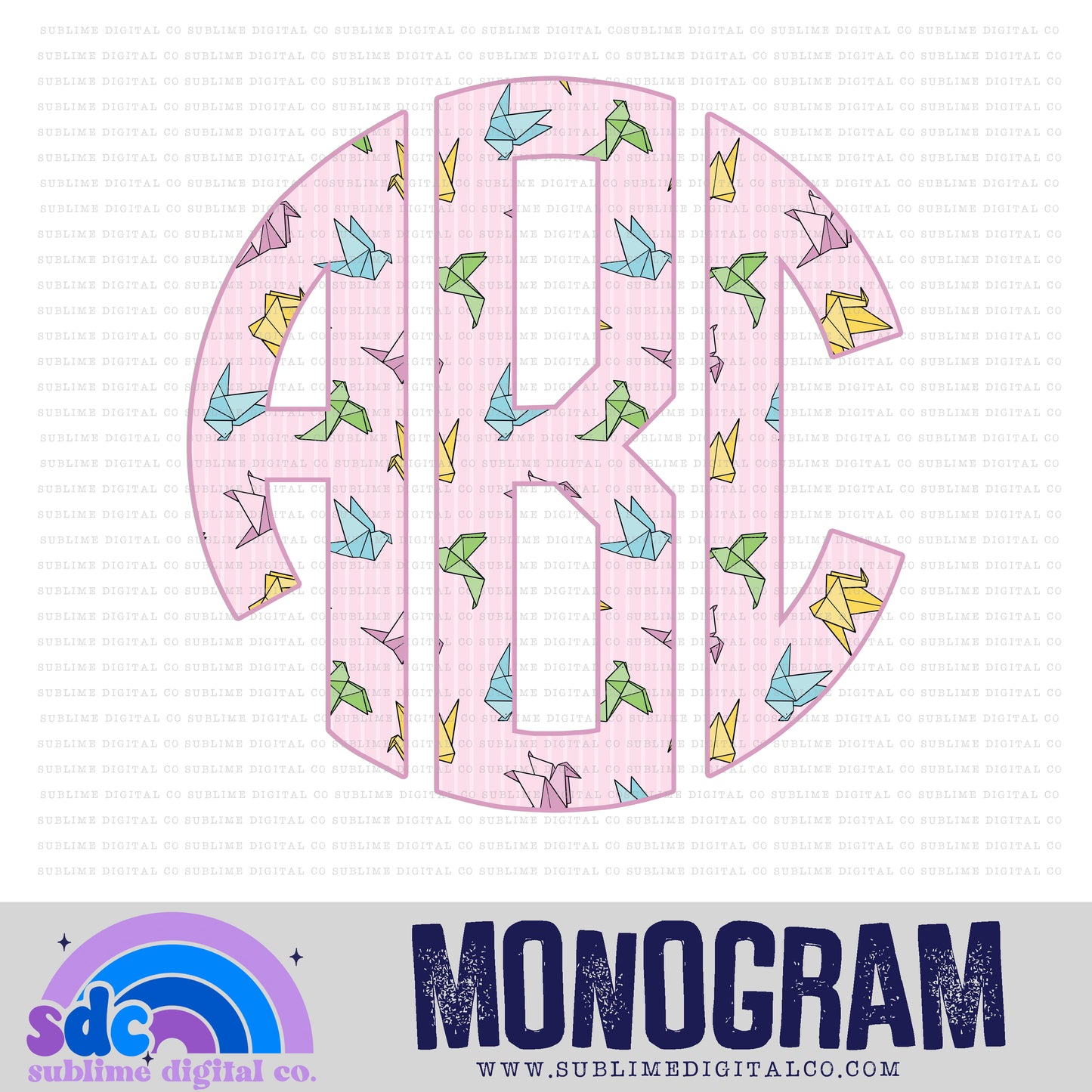 Origami Cranes Monogram | 26 PNG Files | Digital Download