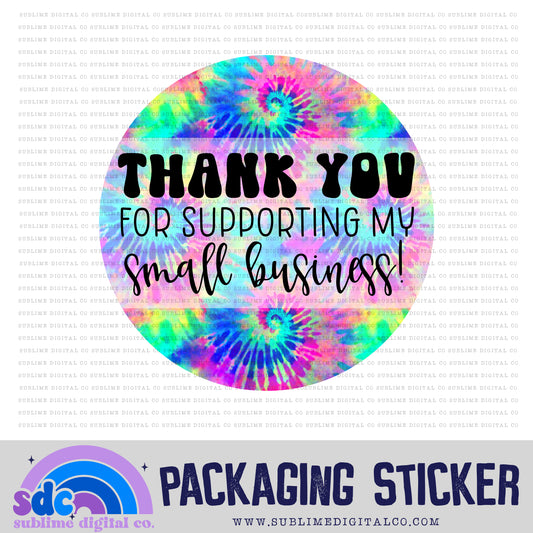 Thank You - Rainbow Tie Dye | Print + Cut | Small Business Stickers | Digital Download | PNG File