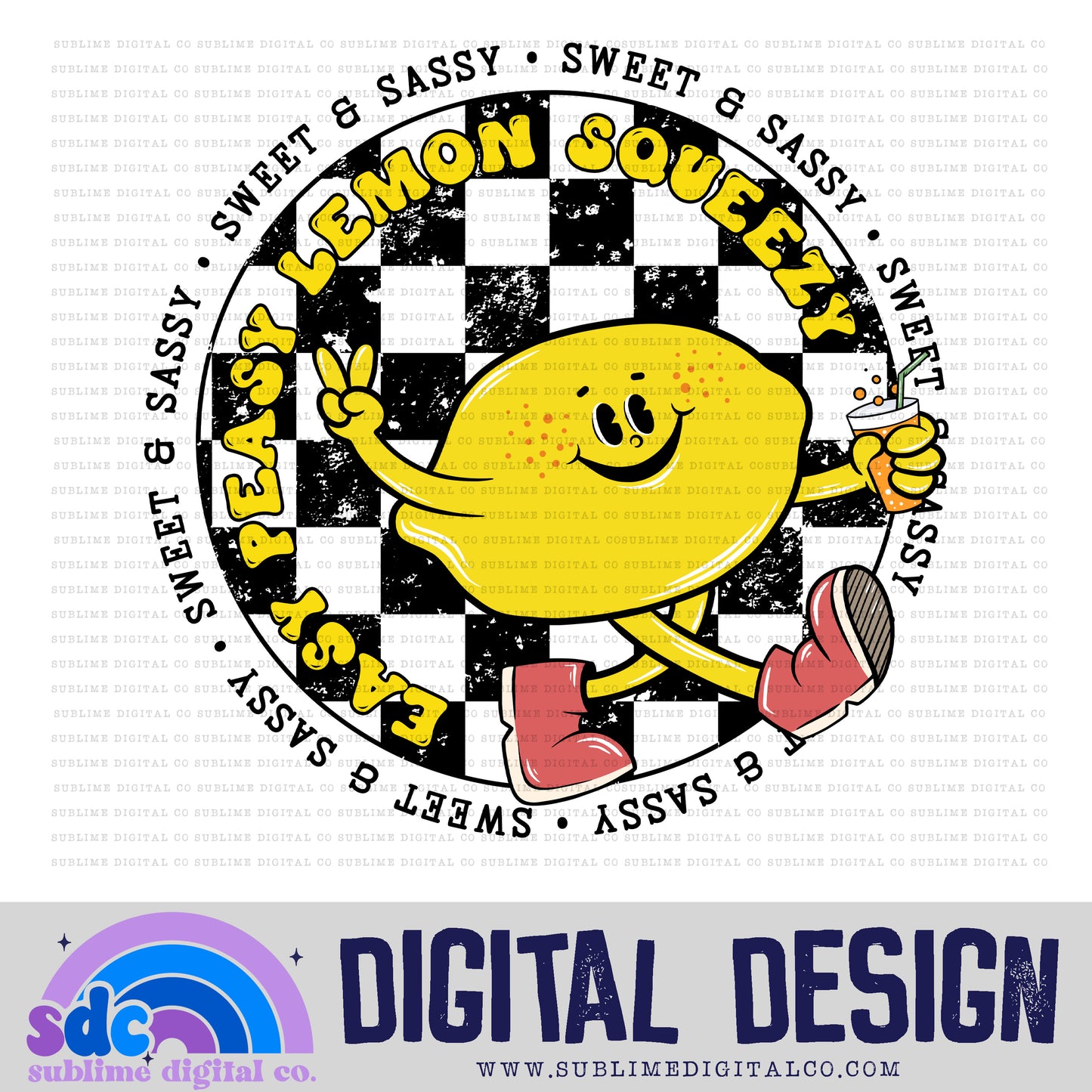 Easy Peasy Lemon Squeezy • Retro Characters • Instant Download • Sublimation Design
