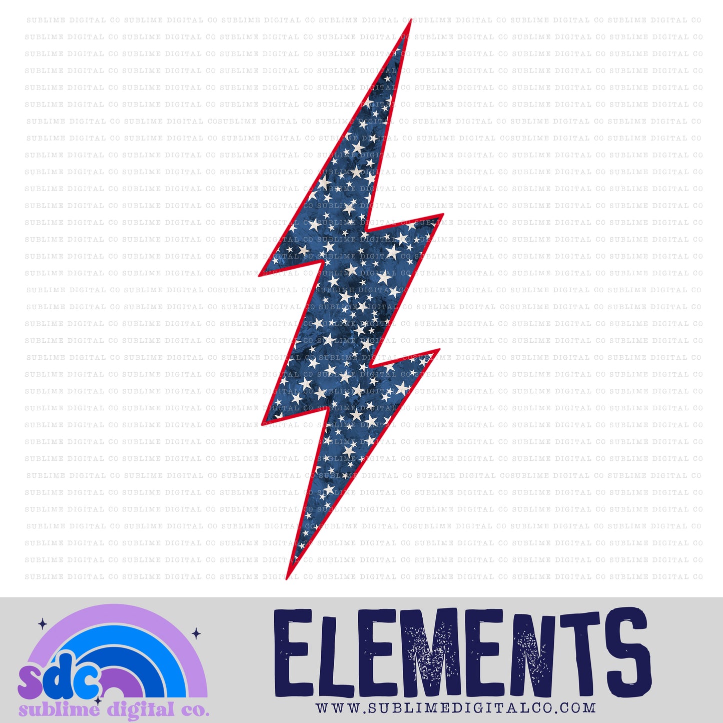 Blue Stars • Lightening Bolt • Elements • Digital Design • Instant Download • Sublimation