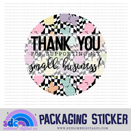 Thank You - Checkerboard Easter | Print + Cut | Small Business Stickers | Digital Download | PNG File