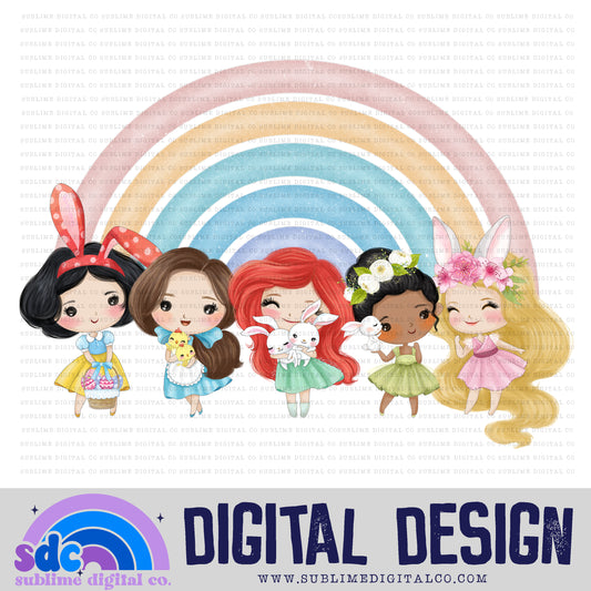 Easter Princesses • Rainbows • Instant Download • Sublimation Design