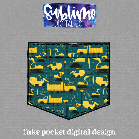 Construction • Fake Pocket • Instant Download • Sublimation Design