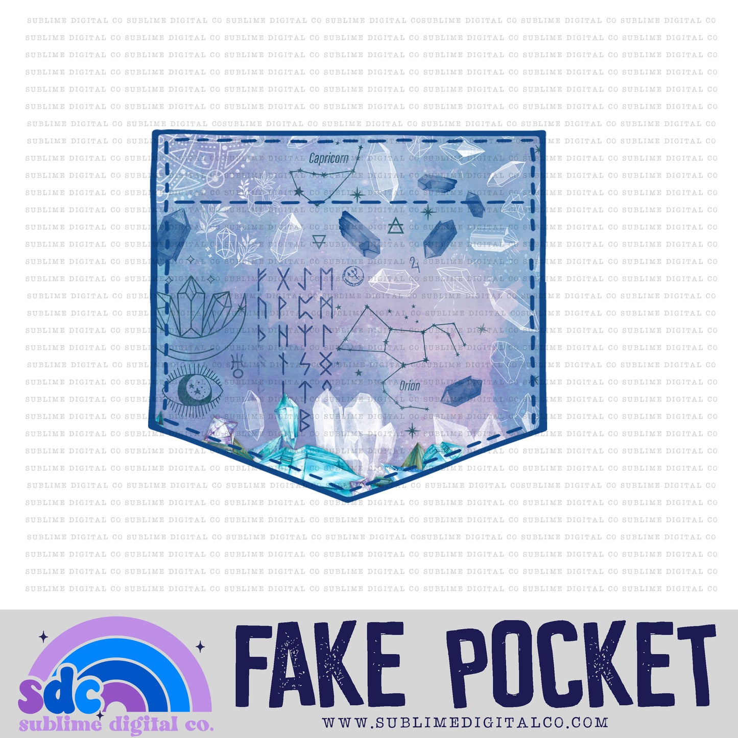 Crystals 4 • Fake Pocket • Instant Download • Sublimation Design