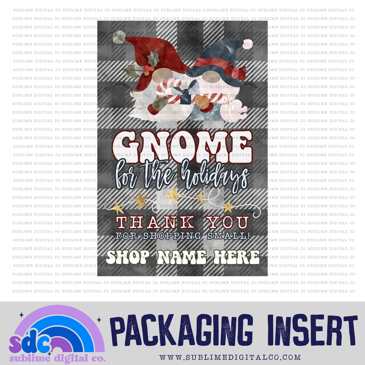 Gnome for the Holidays • Thank You • Custom Business Name Packaging Insert