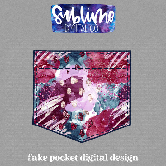 Bungundy Abstract • Fake Pocket • Instant Download • Sublimation Design