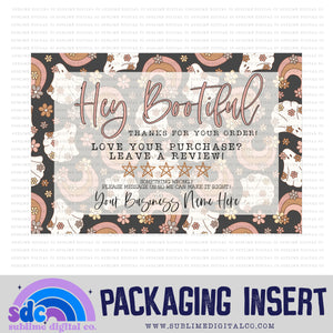Hey Bootiful • Rainbow Floral Ghost • Custom Business Name Packaging Insert