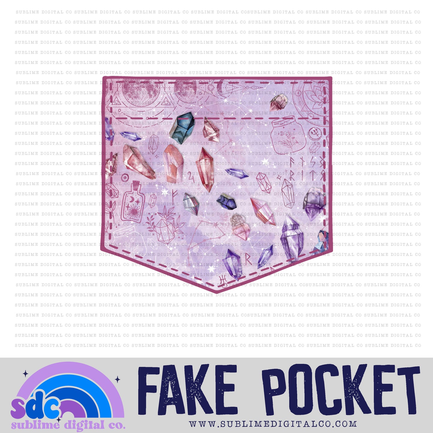 Crystals 2 • Fake Pocket • Instant Download • Sublimation Design