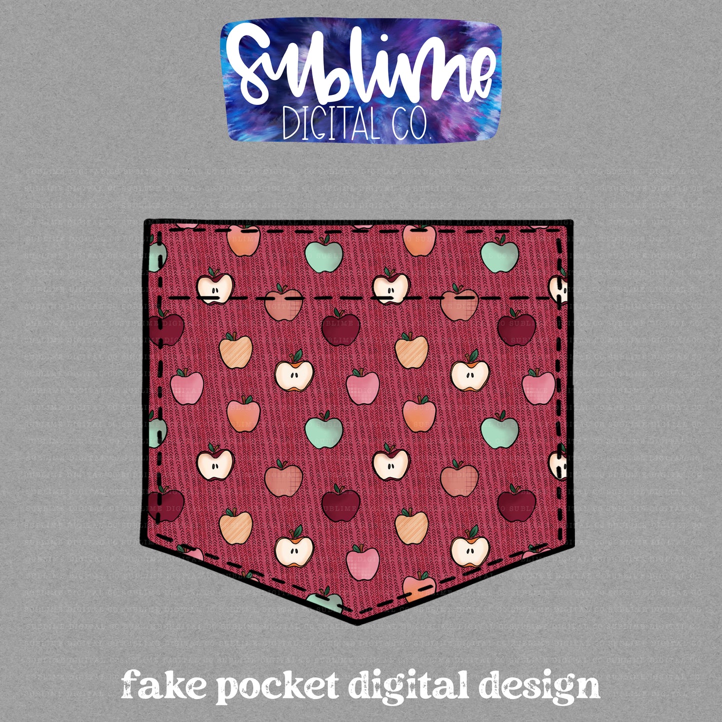 Apples • Fake Pocket • Instant Download • Sublimation Design
