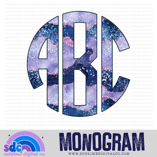 Agate Glitter Monogram | 26 PNG Files | Digital Download