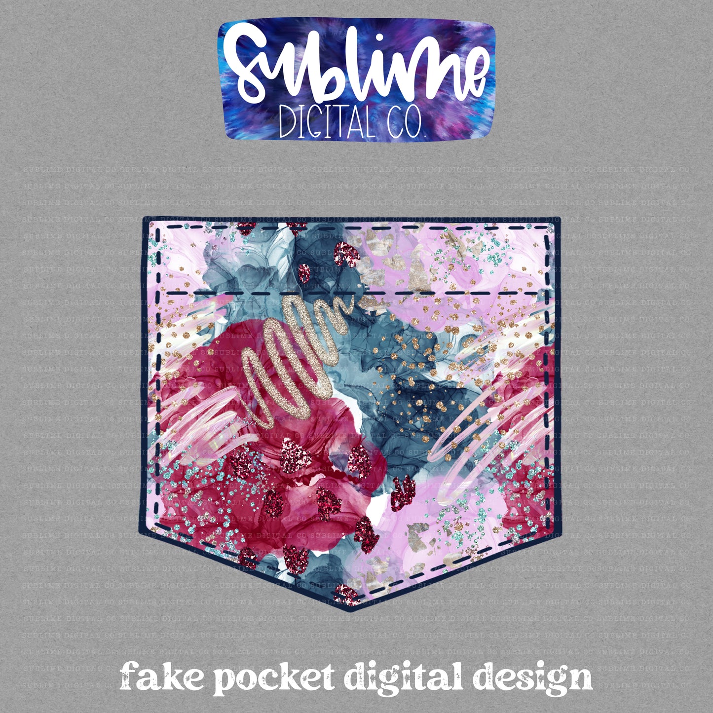 Bungundy Abstract 2 • Fake Pocket • Instant Download • Sublimation Design