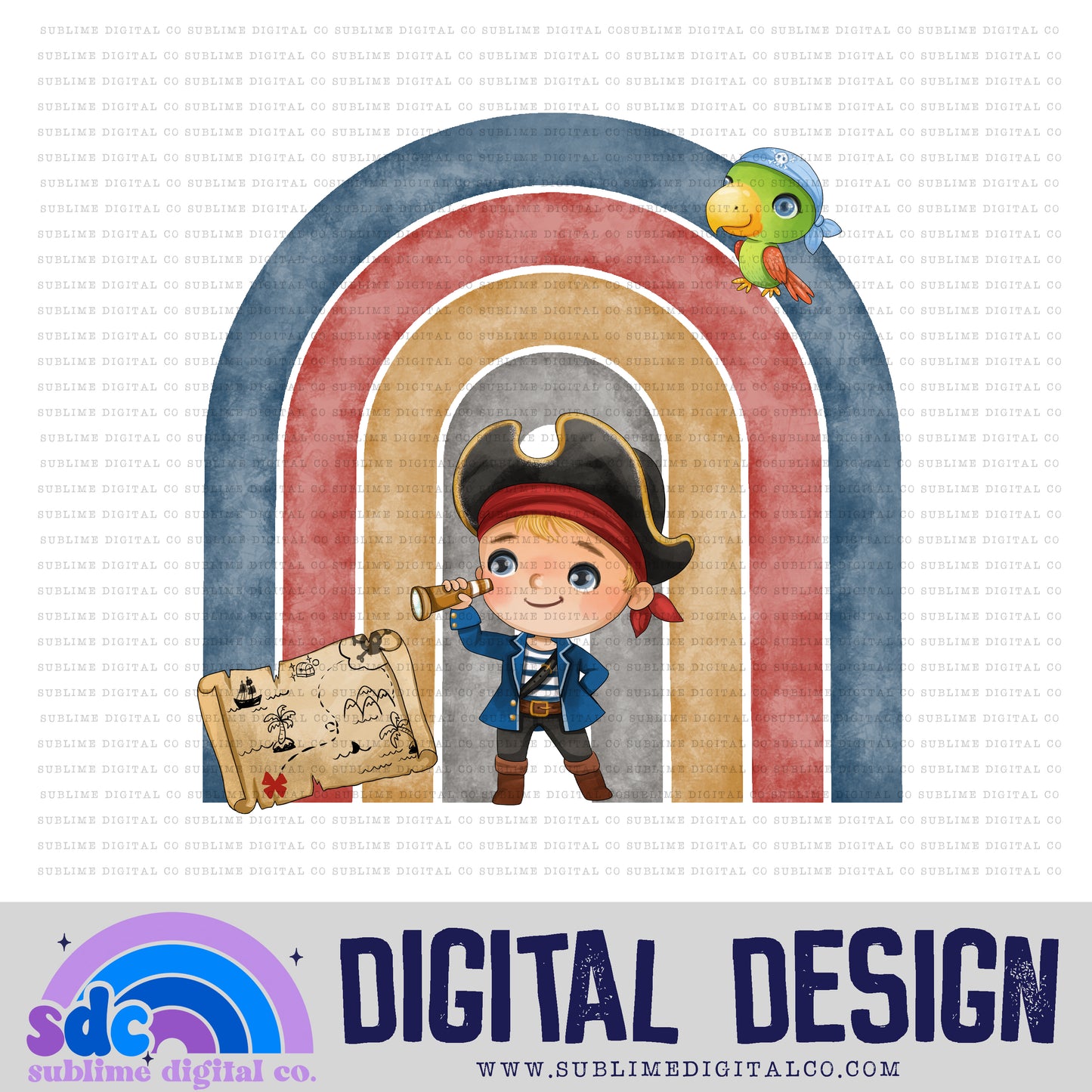 Boy Pirate Rainbow 2 • Kids • Instant Download • Sublimation Design