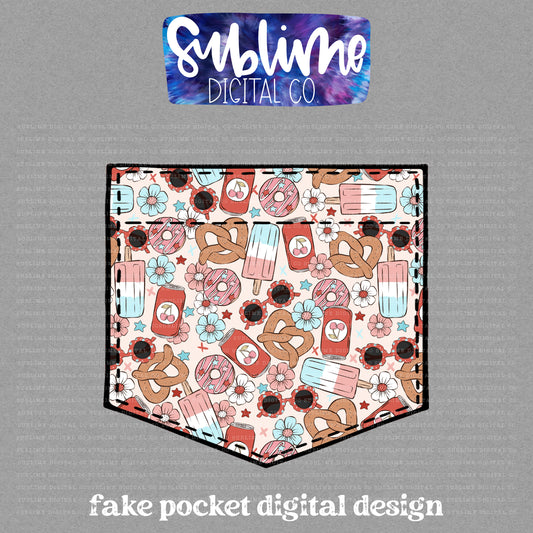 Stars & Stripes • Fake Pocket • Instant Download • Sublimation Design