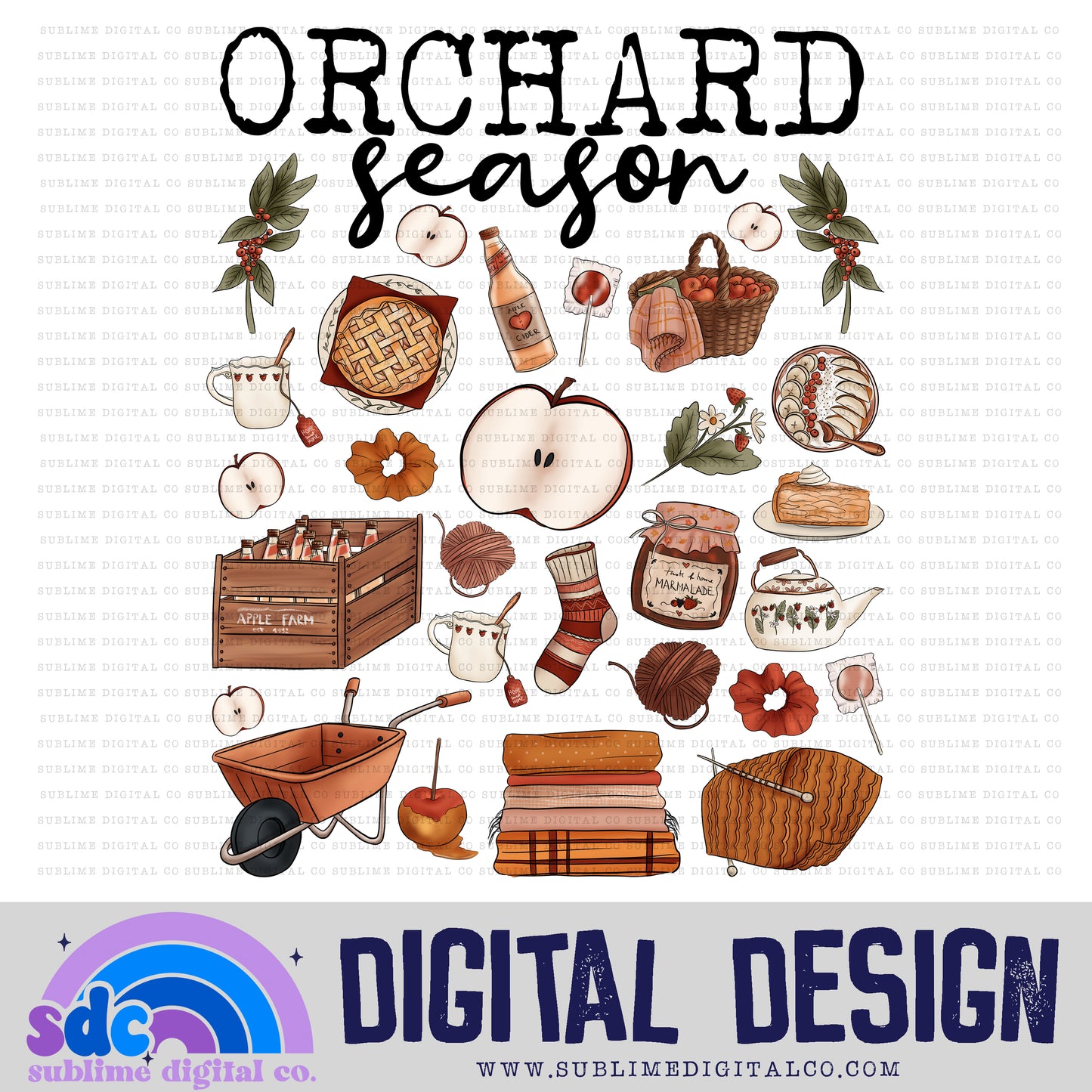 Orchard Season • Fall• Instant Download • Sublimation Design