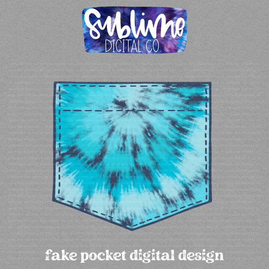Blue Tie Dye • Fake Pocket • Instant Download • Sublimation Design