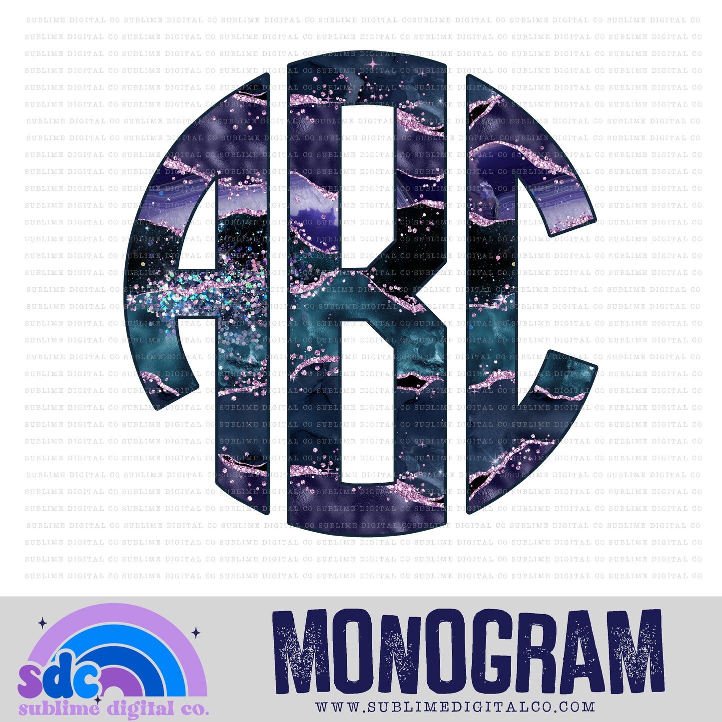 Blue Agate Monogram | 26 PNG Files | Digital Download