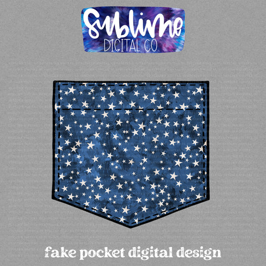 Blue Stars • Fake Pocket • Instant Download • Sublimation Design