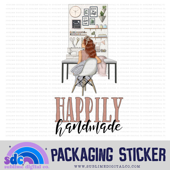 Happily Handmade - Sewing Desk - 2 | Small Business Stickers | Digital Download | PNG File