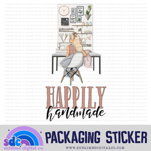 Happily Handmade - Sewing Desk - 3 | Small Business Stickers | Digital Download | PNG File