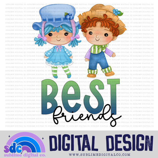 Best Friends - Blueberry & Huck • Strawberry Girl • Instant Download • Sublimation Design