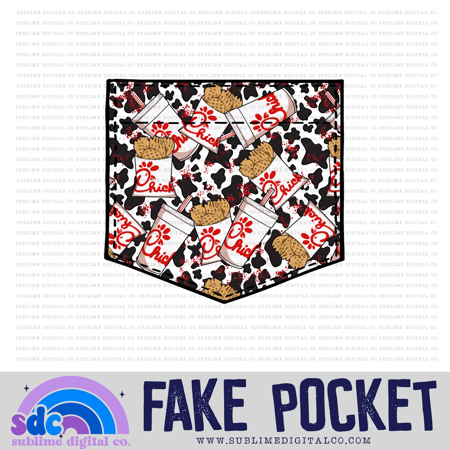 Fast Food Chicken • Fake Pocket • Instant Download • Sublimation Design