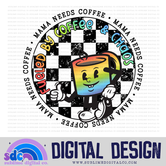 Mama Needs Coffee - Rainbow Mug • Retro Characters • Instant Download • Sublimation Design