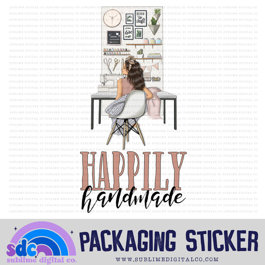 Happily Handmade - Sewing Desk - 4 | Small Business Stickers | Digital Download | PNG File