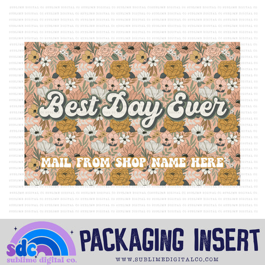 Best Day Ever • Pink & Gold Floral • Custom Business Name Packaging Insert