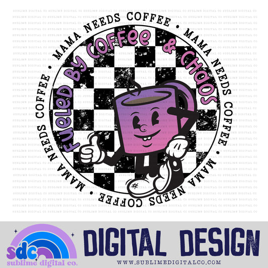 Mama Needs Coffee - Pink/Purple Mug • Retro Characters • Instant Download • Sublimation Design
