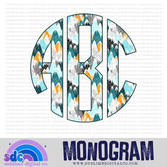 Teal & Orange Mountains Monogram | 26 PNG Files | Digital Download