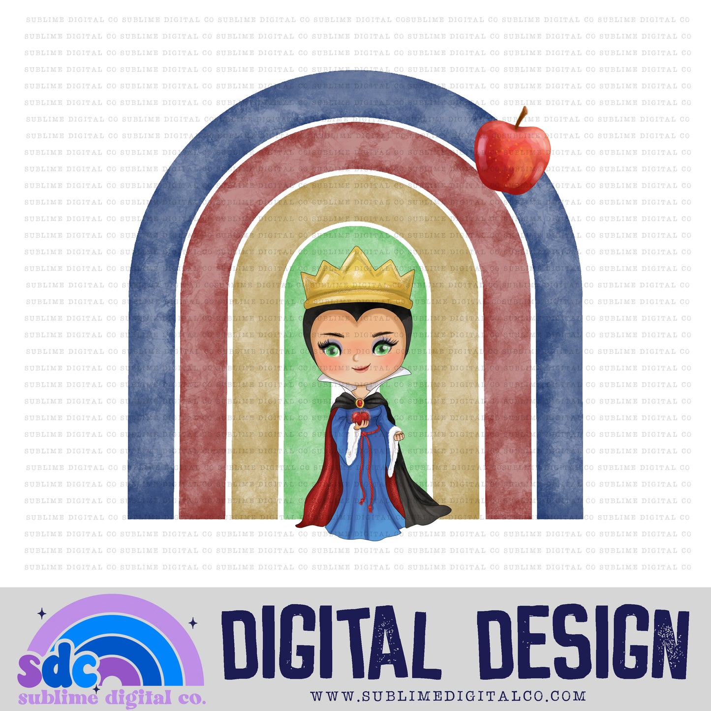 Evil Queen • Fairest Princess • Rainbows • Instant Download • Sublimation Design