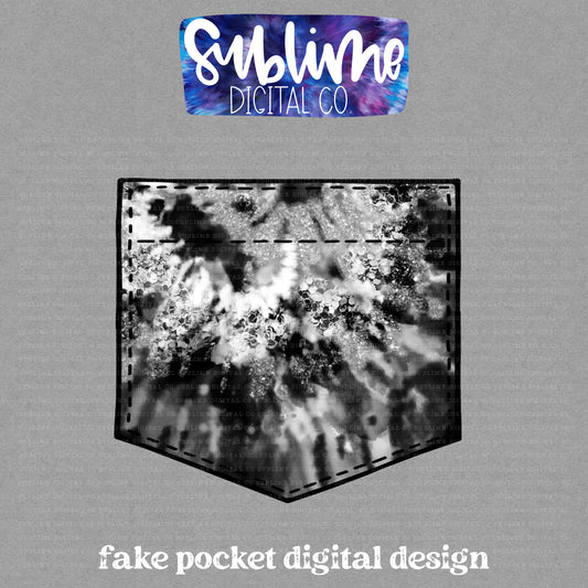 Black Tie Dye • Fake Pocket • Instant Download • Sublimation Design