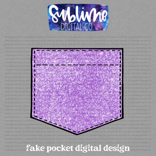 Purple Glitter • Fake Pocket • Instant Download • Sublimation Design