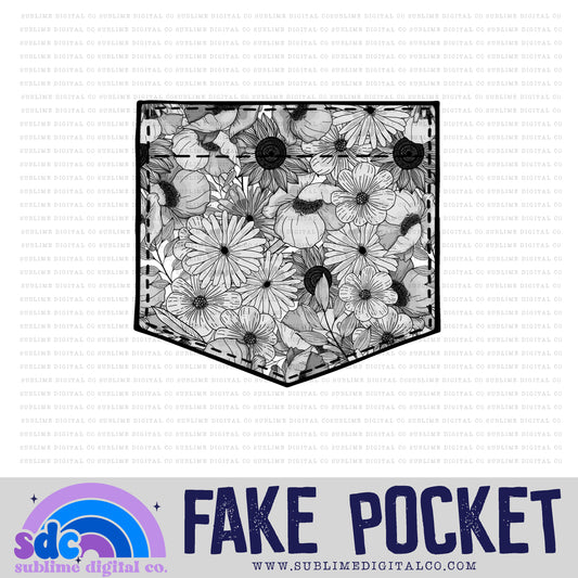 BWG Floral • Fake Pocket • Instant Download • Sublimation Design