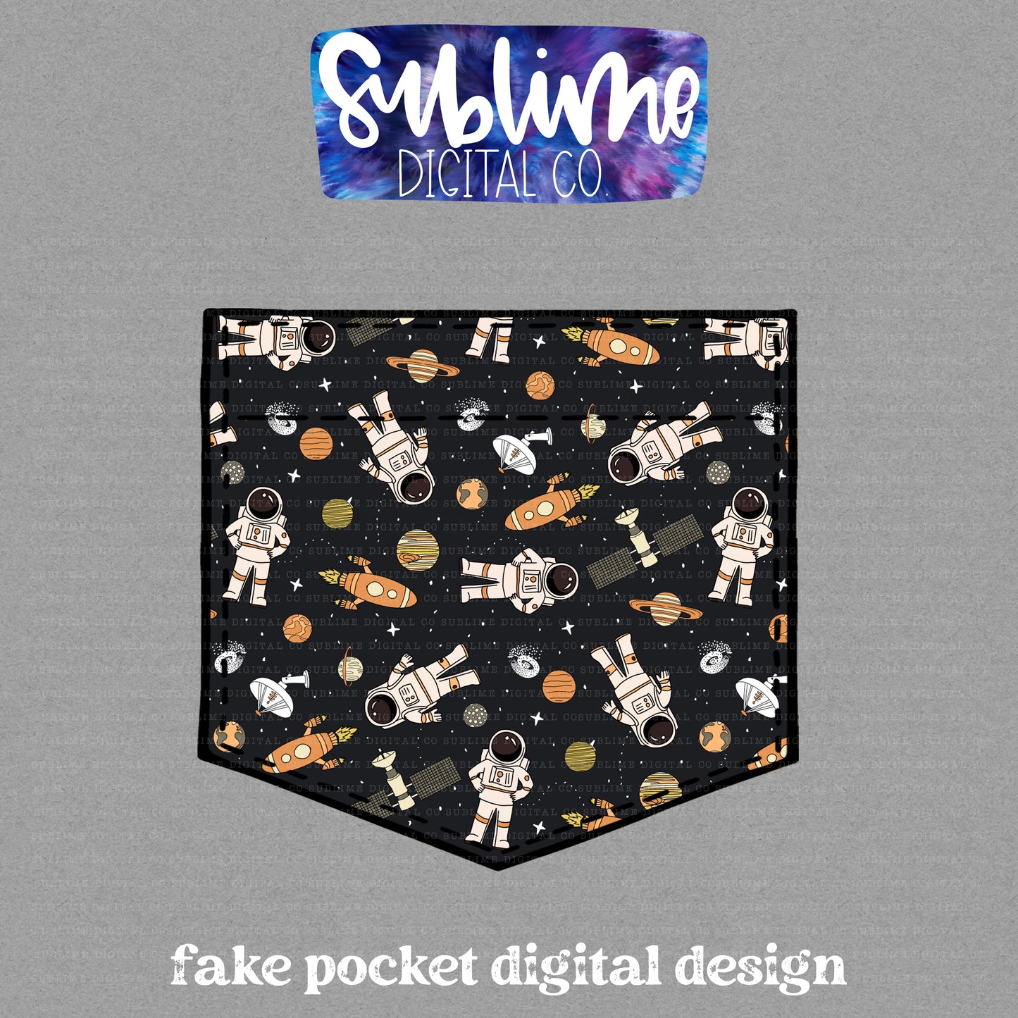 Astronaut • Fake Pocket • Instant Download • Sublimation Design