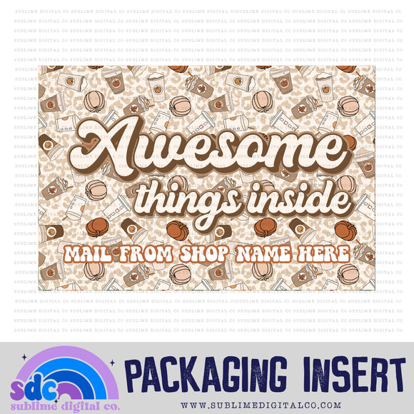 Awesome Things Inside • Pumpkin Spice • Custom Business Name Packaging Insert