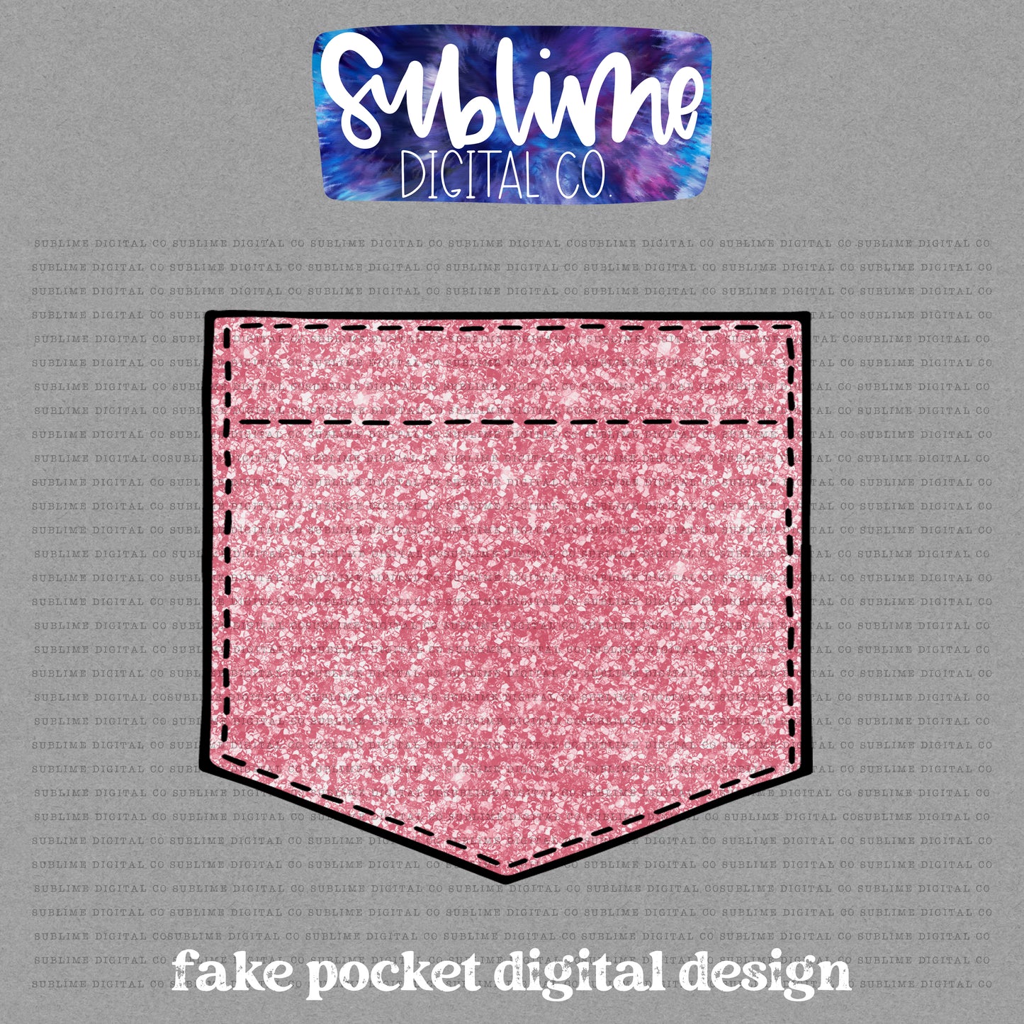 Pink Glitter • Fake Pocket • Instant Download • Sublimation Design