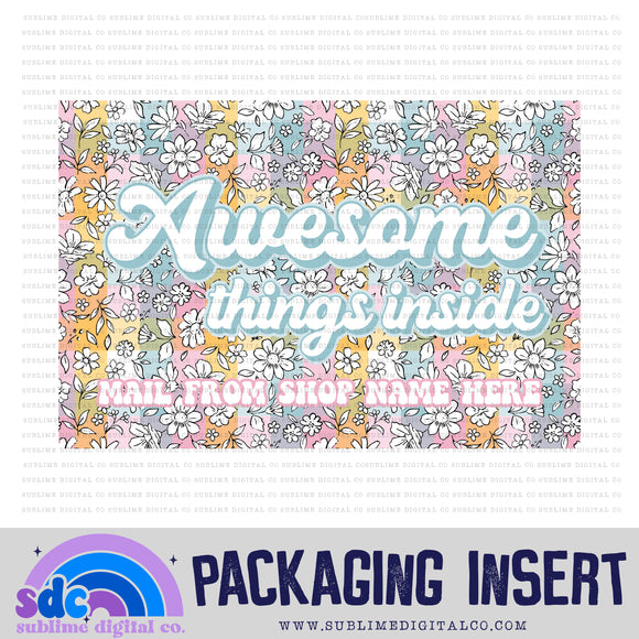 Awesome Things Inside • Pastel Floral • Custom Business Name Packaging Insert