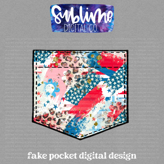 Abstract 4th • Fake Pocket • Instant Download • Sublimation Design