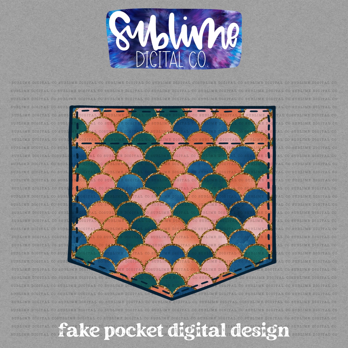 Mermaid Scales • Fake Pocket • Instant Download • Sublimation Design