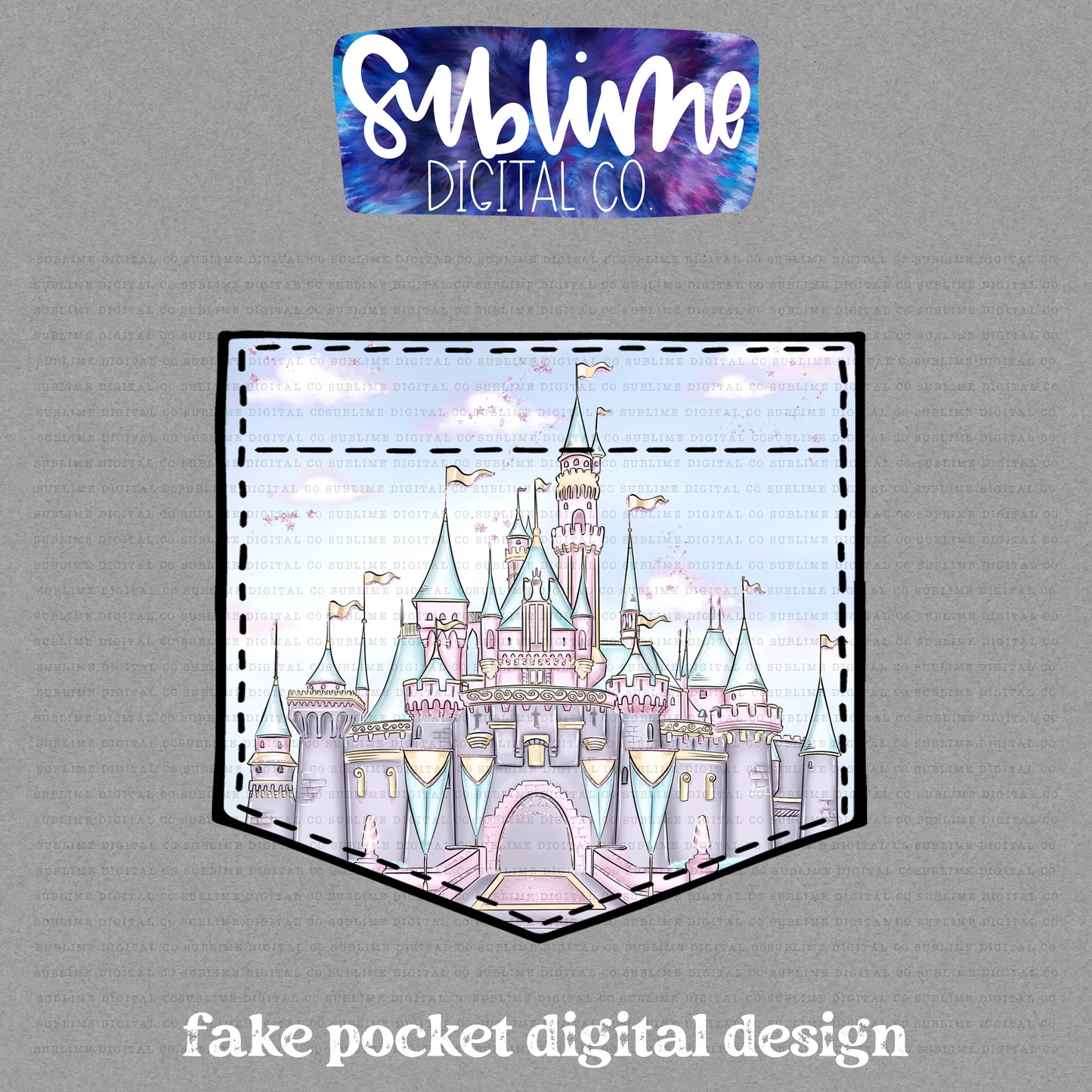 Castle • Fake Pocket • Instant Download • Sublimation Design