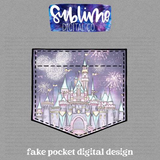 Castle Fireworks • Fake Pocket • Instant Download • Sublimation Design