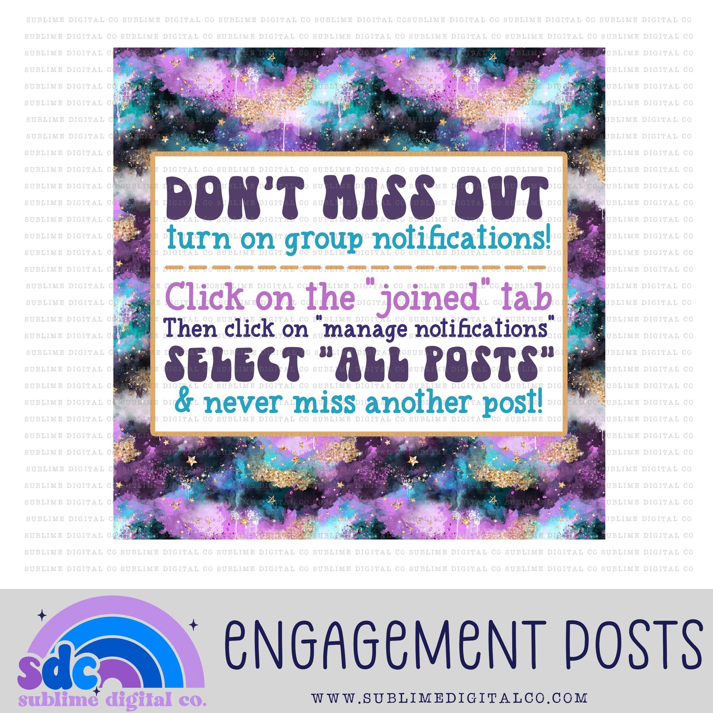 Glittery Stars • Facebook Group Notifications • Instant Download