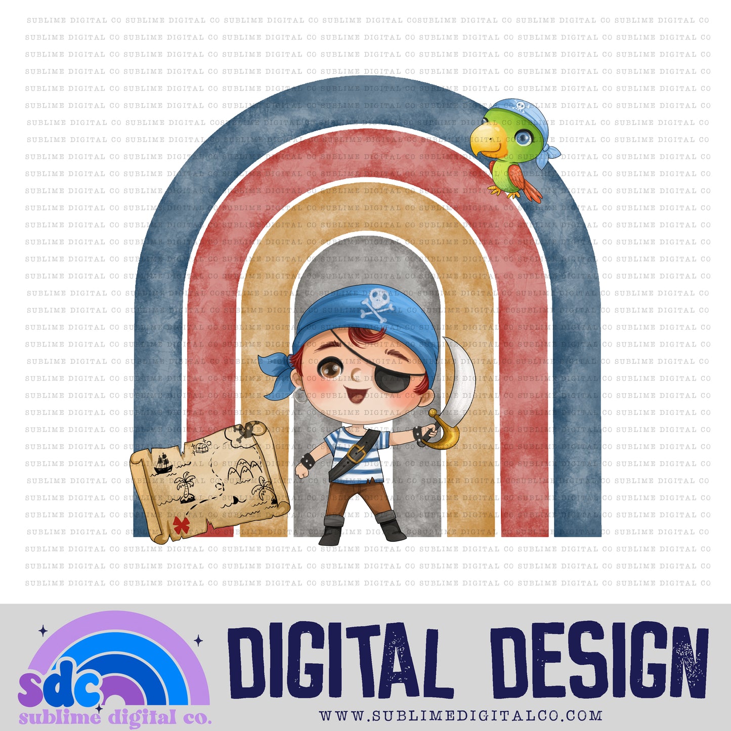 Boy Pirate Rainbow 3 • Kids • Instant Download • Sublimation Design