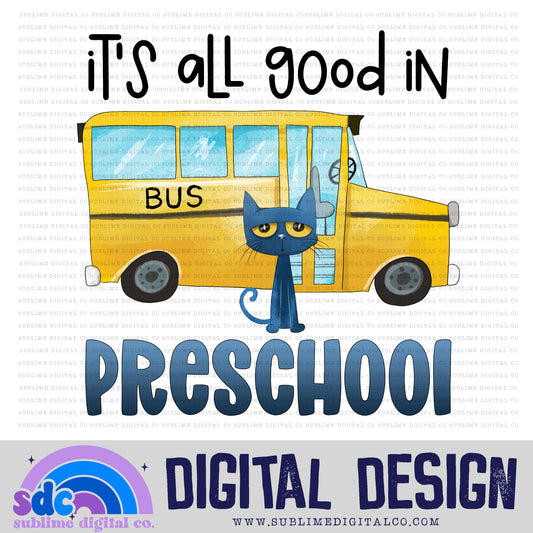 Preschool • Blue Cat • Instant Download • Sublimation Design