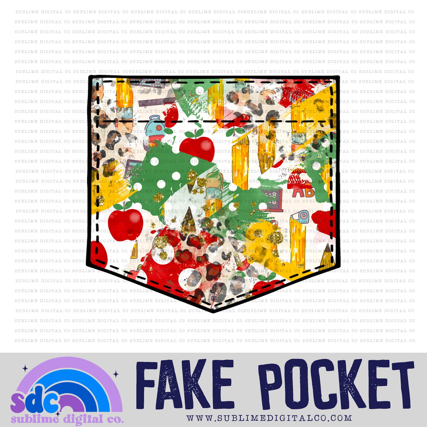 Teacher Brushstrokes • Fake Pocket • Instant Download • Sublimation Design