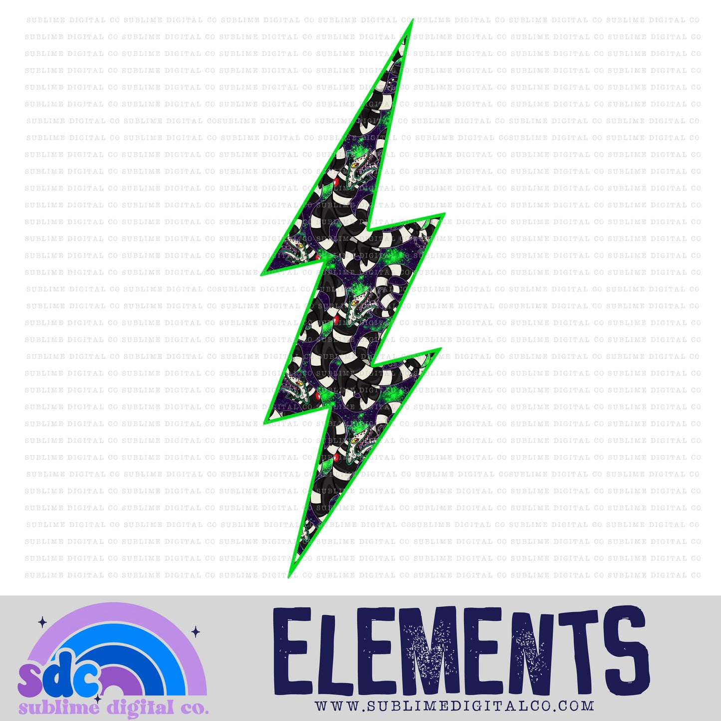Spooky Worm • Lightening Bolt • Elements • Digital Design • Instant Download • Sublimation