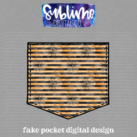 Orange & Black Spiderweb • Fake Pocket • Instant Download • Sublimation Design