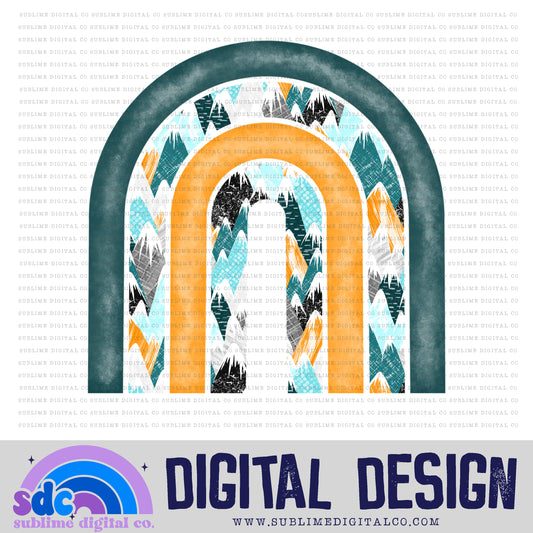 Teal Orange Mountains • Rainbow • Elements • Digital Design • Instant Download • Sublimation